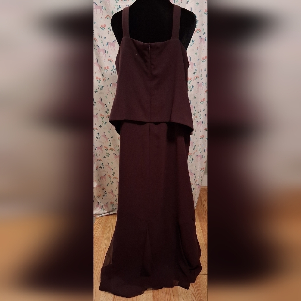 NWOT Junnie Leigh Burgundy Swarovski Crystal Formal Wedding Dress SZ 18/20 1X/2X - Picture 3 of 7